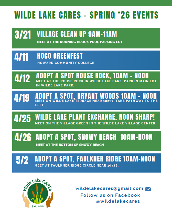 List of spring 2026 Wilde Lake CARES events